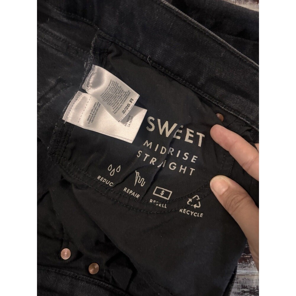 Lucky brand Women’s Black jeans sweet mid rise straight Sz 26 R Stretch Darkwash - Picture 11 of 13